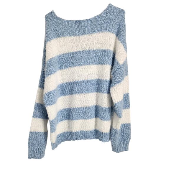 Rue 21 Blue Striped Fuzzy Sweater Womens Size Extra Large XL *NWT - Picture 2 of 4